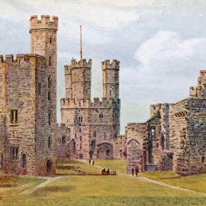 Carnarvon Castle, Interior (colour litho)
