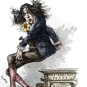 Cartoon by Oscar Wilde (1854-1900), dressed in dandy, made during his trip to the United