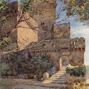 The Castle of Sermoneta (colour litho)