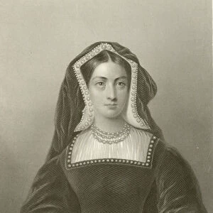Catherine of Aragon, queen of king Henry VIII (engraving)