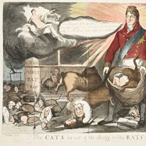 The Cats let out of the bag or the Rats in Dismay, pub March 1811 (hand coloured etching)