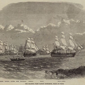 The Channel Fleet passing Inchkeith, Firth of Forth (engraving)