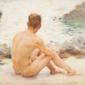 Charlie Seated on the sand, 1907 (w / c on paper)