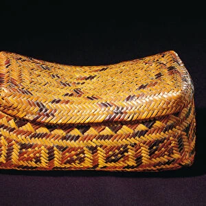 Cherokee polychrome twill plaited basket (rivercane)