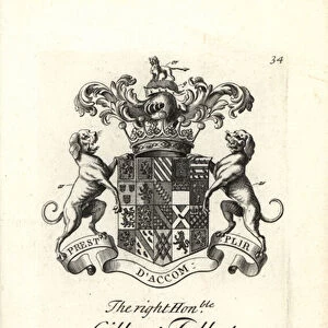 Coat of arms and crest of the right honorable Gilbert Talbot, 13th Earl of Shrewsbury, 1673-1743