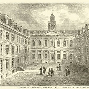 College of Physicians, Warwick Lane, interior of the Quadrangle (engraving)