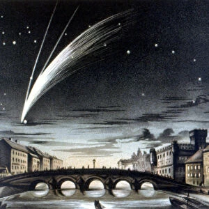 The comet Donati visible on October 5, 1858. Colour lithograph from the end of the 19th