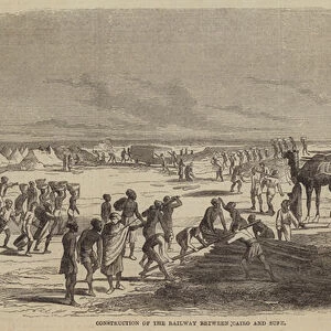 Construction of the Railway between Cairo and Suez (engraving)