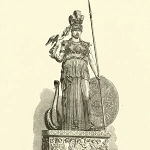 Copy of the Athena Parthenos, monumental statue by the Ancient Greek sculptor Phidias (engraving)