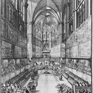 The Coronation of Louis XIV on 7th June 1654 in Reims cathedral (engraving)
