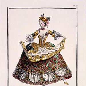 Costume of a Gentle Peasant Woman, late 18th century (hand-coloured engraving)