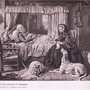 A cottage bedside at Osbourne (litho)