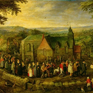 Country Life with a Wedding Scene (oil on canvas)