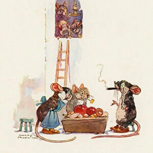 The Country Mouse and the Town Mouse (colour litho)
