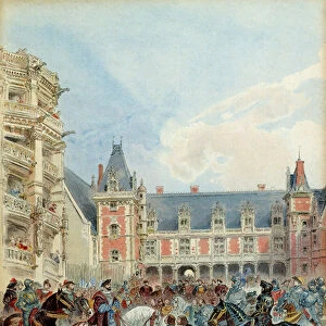 The court of Francois I (1494-1547) at the royal castle of Blois, before 1524
