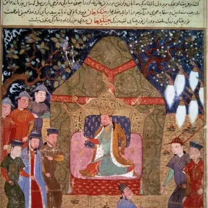 The court of Mongolian Emperor Genghis Khan (1162-1227)