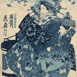 The Courtesan Hanao of Ogi-ya by Kuniyoshi, 1830-44 (colour woodblock print)
