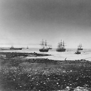 Crimean war, French squadron, entry into the port, 1855 (b / w photo)