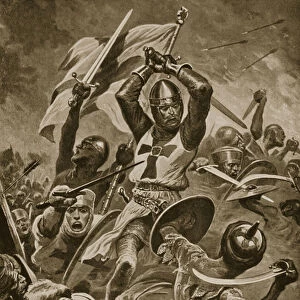 Crusaders storming the city of Tyre (litho)