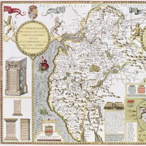 Cumberland and the Ancient City of Carlile, engraved by Jodocus Hondius (1563-1612)