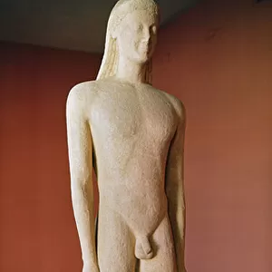 Cycladic Kouros, from Milos, c. 550 BC (marble)