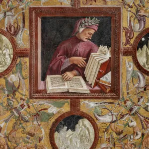 Dante reading his works (fresco)