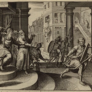 David escaping after Sauls attempt to kill him (engraving)