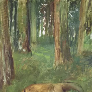 Dead fox lying in the Undergrowth, 1865 (oil on canvas)