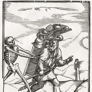 Death comes to the Pedlar, engraved by Georg Scharffenberg, from Der Todten Tanz