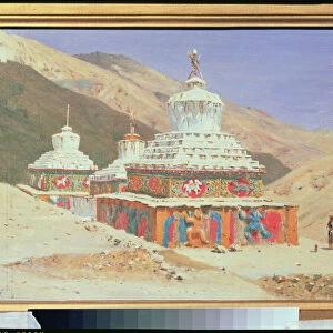 The Death Memorial in Ladakh, 1875 (oil on canvas)