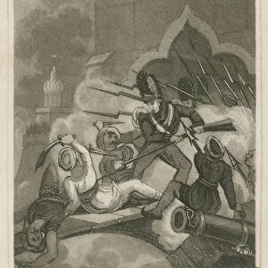 Death of Tippoo Sahib at the Siege of Serigapatam, India, 1799 (engraving)