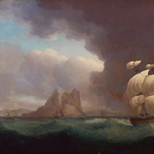 A Two Decker and Other Vessels in Stormy Weather off Gibraltar, 1824