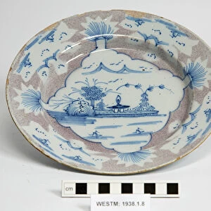 Delftware plate, 1740-1750 (earthenware, tin glaze)