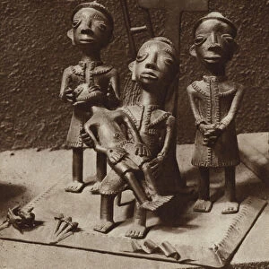 The Descent from the Cross, carving by a West African artist for a church altar (b / w photo)