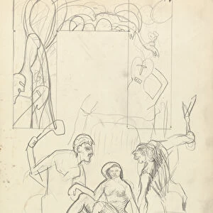 Design for a Decorative Doorway: Primitive People, for the Cave of the Golden Calf