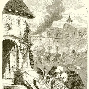 Destruction of the Carthusian Monastery, Perth, by Rioters (engraving)