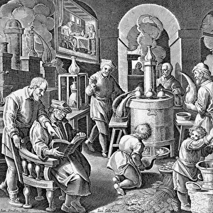 Distillatio. : In igne succus omnium, arte, corporum, Vigens fit unda