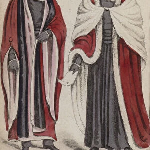 Doctor of Divinity, Dress Gown, Vice Chancellor (coloured engraving)
