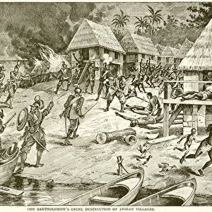 Don Bartholomews Cruel Destruction of Indian Villages (engraving)