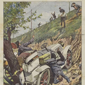 The Dramas Of Sport, A Serious Automobile Accident Happened Last Week In Chivasso (Piedmont) (Colour Litho)