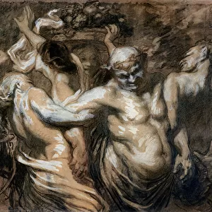 The Drunken Silenus (charcoal & bodycolour on paper)