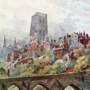 Durham, Elvet Bridge (colour litho)