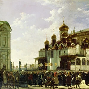 Easter procession at the Maria Annunciation Cathedral in Moscow, 1860 (oil on canvas)