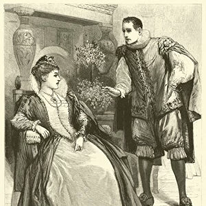 Edmund Tressilian implores Amy Robsart to return with him to her Father (engraving)