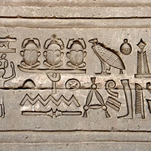 Egyptian antiquite: hieroglyphs on the eastern wall of the temple of Hathor, Denderah