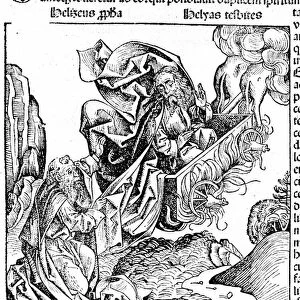 Elijah rises in a chariot of fire, leaving his estate to Elisee
