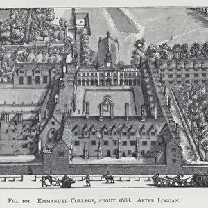 Emmanuel College, about 1688, after Loggan (engraving)