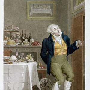 The End of the Gastronomes (coloured engraving)