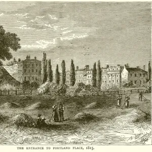 The entrance to Portland Place, 1815 (engraving)