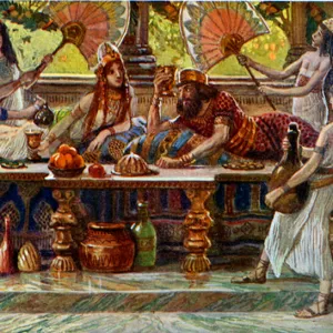 Esther feasts with the king, by Tissot - Bible